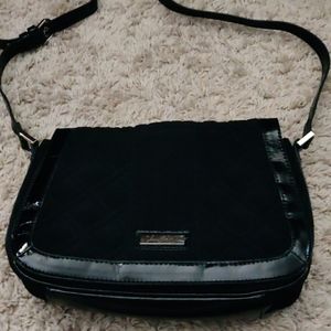 Vera Bradley Black Quilted Purse with leather trim